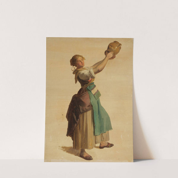 Junge Frau nach rechts, einen Krug in die Höhe haltend by Johann Baptist Kirner