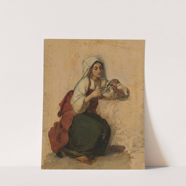 Junge Italienerin mit einer Schildkröte in der linken Hand by Johann Baptist Kirner