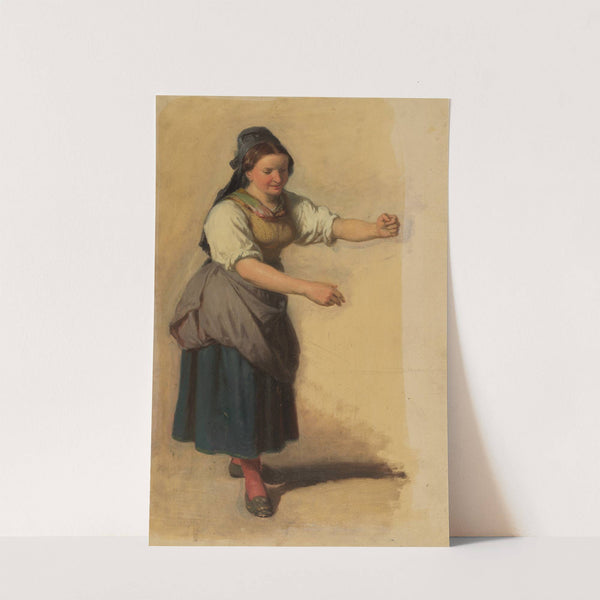 Junge Schwarzwälder Bäuerin mit vorgestreckten Armen by Johann Baptist Kirner