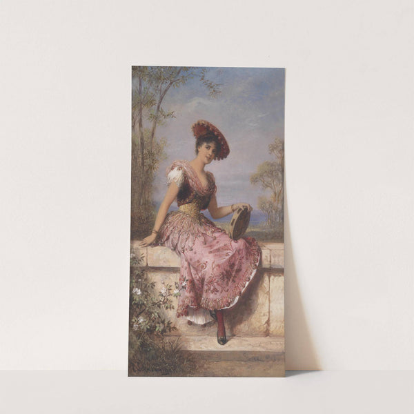 Young tambourine player by Carl Schweninger, Jr