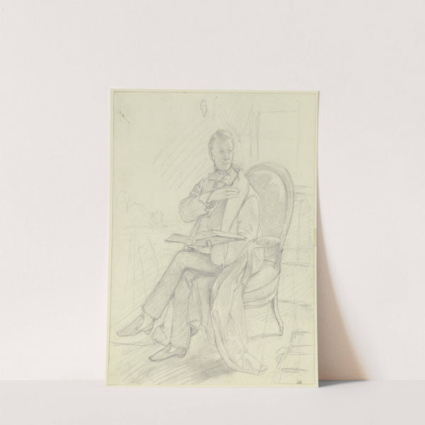 Junger Mann mit Buch in einem Sessel sitzend by Jakob Becker