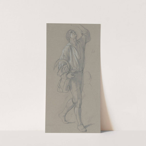 Junger Schnitter, nach rechts ausschreitend, den Kopf zum angedeuteten Trunk in den Nacken gelegt by Jakob Becker