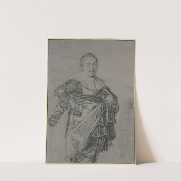 Junger stehender Mann mit Mantel und glatter Halskrause, Kniestück (1634) by Frans Hals