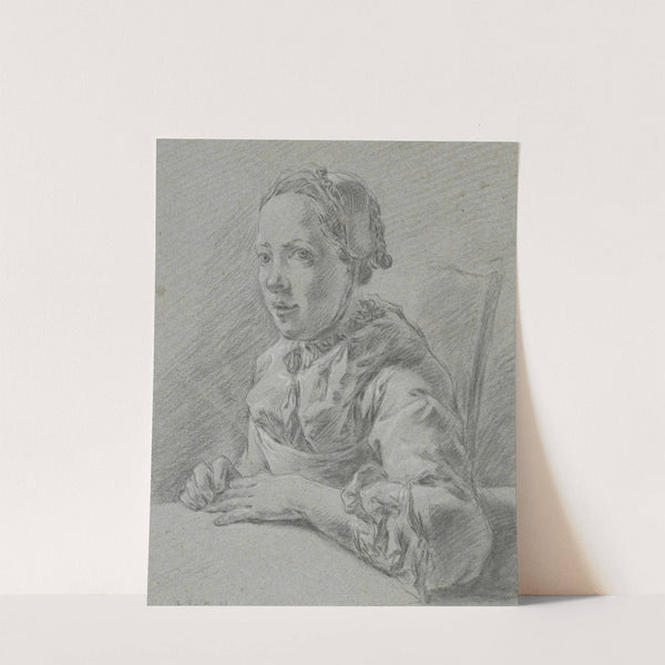 Junges Mädchen im Dreiviertelprofil nach links, an einem Tisch sitzend by Franz Schütz
