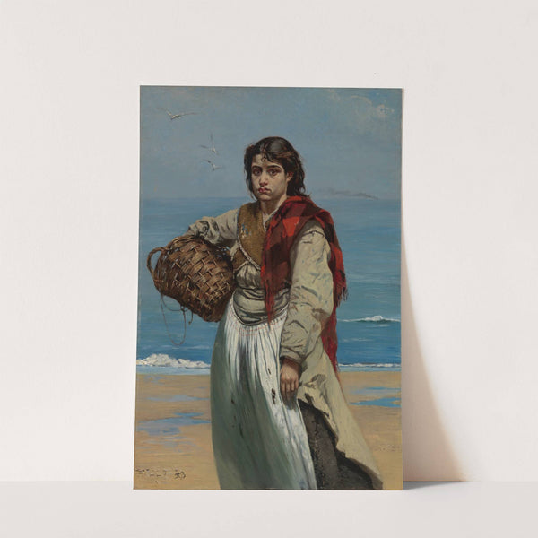 Junges Mädchen mit Korb am Meeresstrand (Die Trauer Irlands) (circa 1876) by Frank Buchser