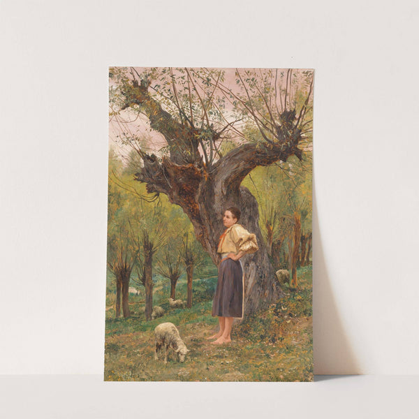 Junges Mädchen vor einer Weide stehend by Carl Rudolf Huber