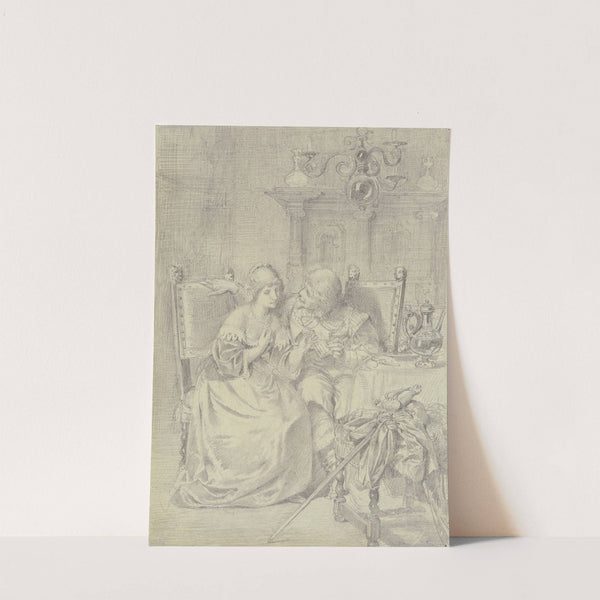 Junges vornehmes Paar der Renaissancezeit beim Frühstück by Eugen Klimsch