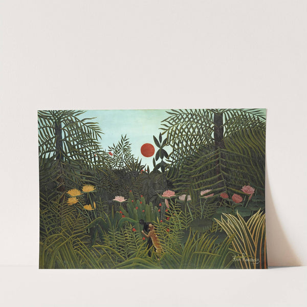 Jungle with Setting Sun by Henri Rousseau