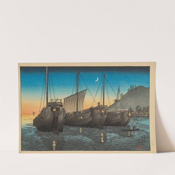 Junks in Inatori Bay, Izu (1926) by Takahashi Hiroaki