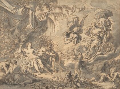 Juno on Her Chariot VIsiting a Young Woman and a Rivergod
