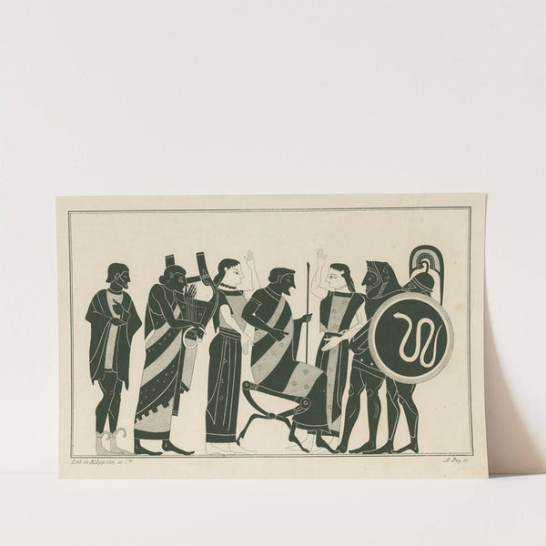 Jupiter, about to give birth to Minerva, is attended by two Eileithyias (goddesses of birth), and Apollo, Mercury, Hercules and Mars (1844-1861) by A. Rey