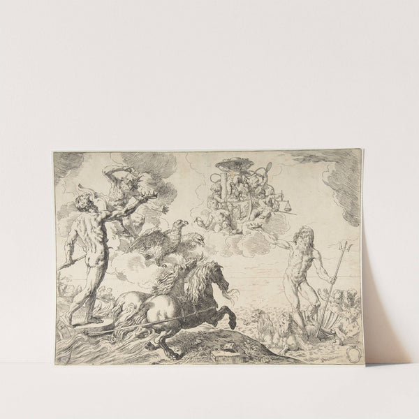 Jupiter, Neptune, and Pluto offering their crowns to the arms of Cardinal Borghese (1642–43) by Simone Cantarini