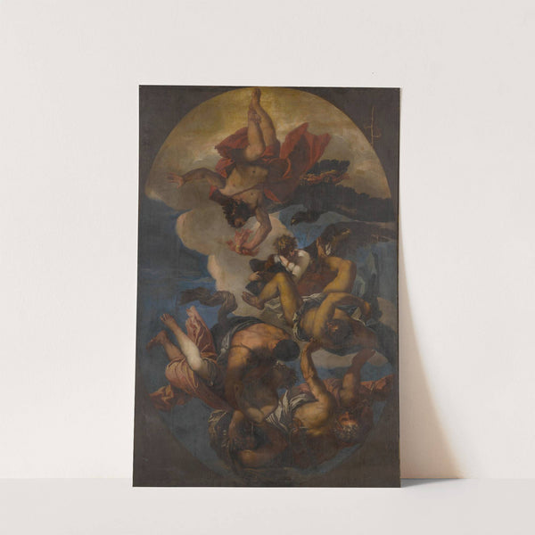 Jupiter throwing thunderbolts at the vices by Follower Of Paolo Veronese