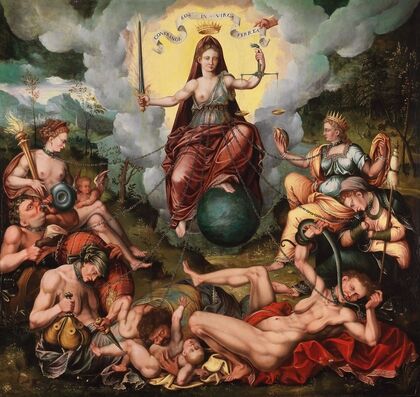 Justitia Vanquishes The Seven Capital Sins