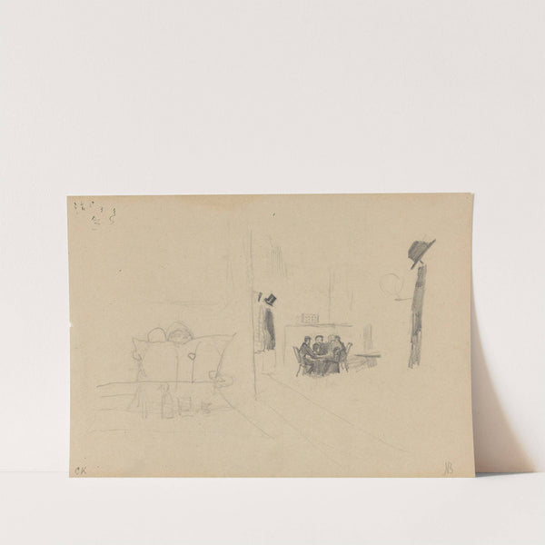 Kaféinteriør, figurer rundt et bord by Christian Krohg