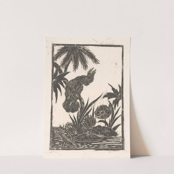 Kaketoe op tak bij waterlelies by Janus de Winter