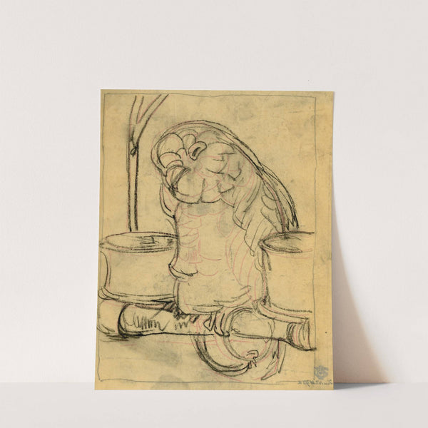 Kaketoe op zitstok met voederbakken by Theo van Hoytema