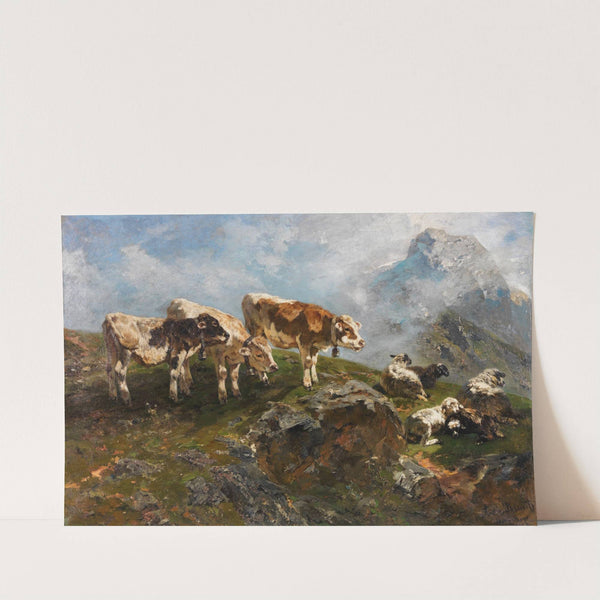 Kälber und Schafe im Hochgebirge (1904) by Anton Braith