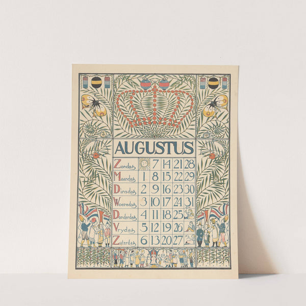 Kalender voor augustus 1898 by Theo Nieuwenhuis