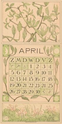 Kalenderblad april met bladeren