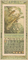 Kalenderblad april met drie vogels