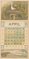 Kalenderblad april met ooievaar op het nest
