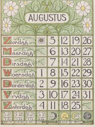 Kalenderblad augustus 1900