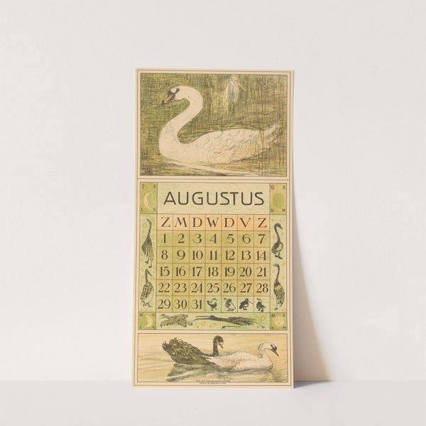 Kalenderblad augustus met zwaan by Theo van Hoytema