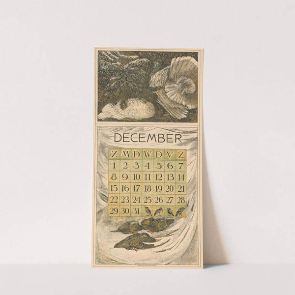 Kalenderblad december met kalkoenen en eenden by Theo van Hoytema