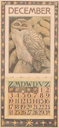 Kalenderblad december met sneeuwuil