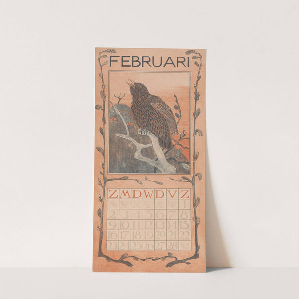 Kalenderblad februari met spreeuw by Theo van Hoytema