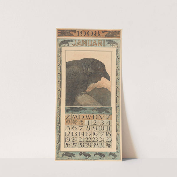 Kalenderblad januari met kraai by Theo van Hoytema