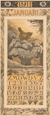 Kalenderblad januari met winterkoninkje en muizen