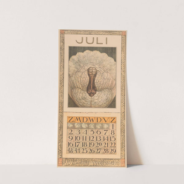 Kalenderblad juli met kalkoen by Theo van Hoytema