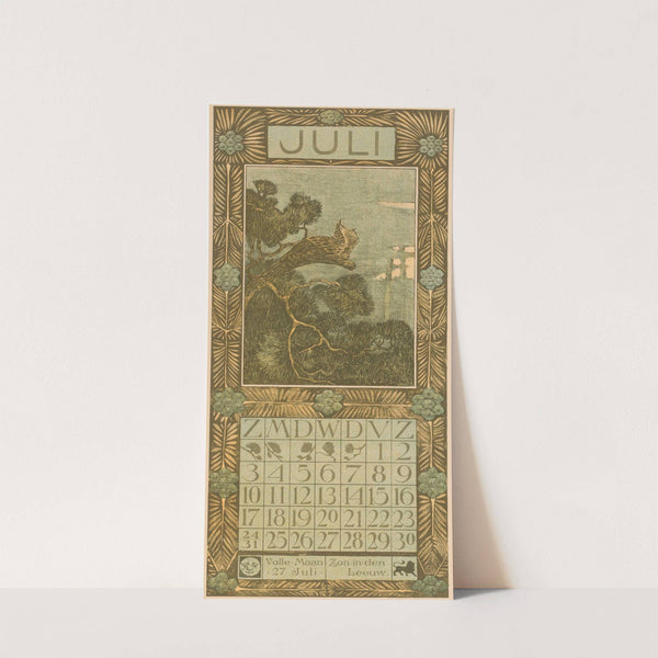 Kalenderblad juli met koekoek by Theo van Hoytema