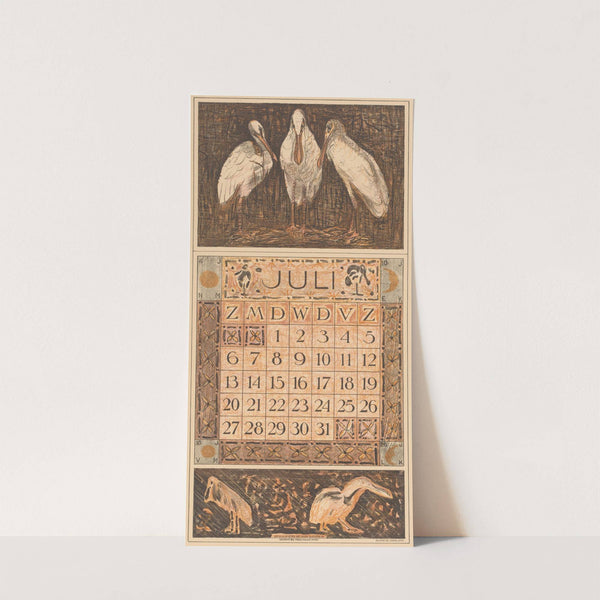 Kalenderblad juli met lepelaars by Theo van Hoytema