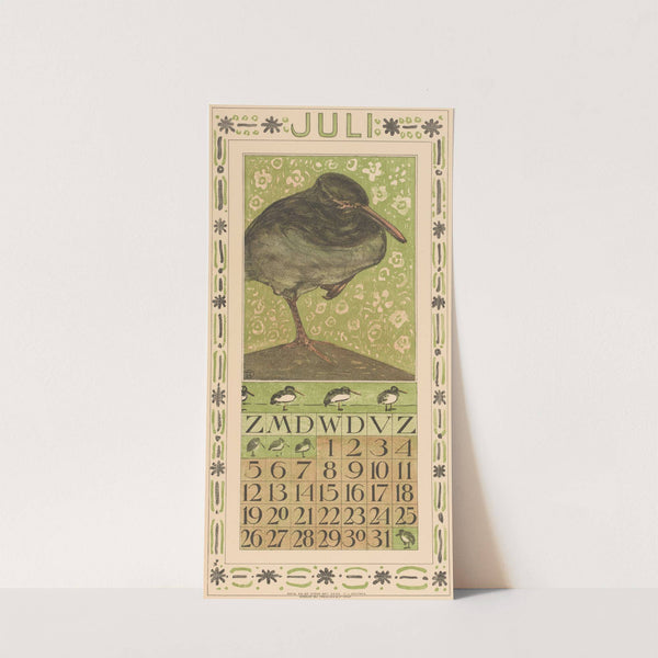 Kalenderblad juli met scholekster by Theo van Hoytema
