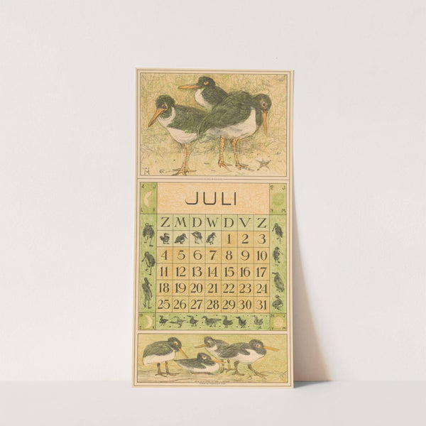 Kalenderblad juli met scholeksters by Theo van Hoytema