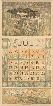 Kalenderblad juli met tureluur