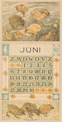 Kalenderblad juni met kuikens