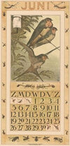 Kalenderblad juni met zwaluwen