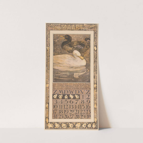 Kalenderblad maart met eenden by Theo van Hoytema