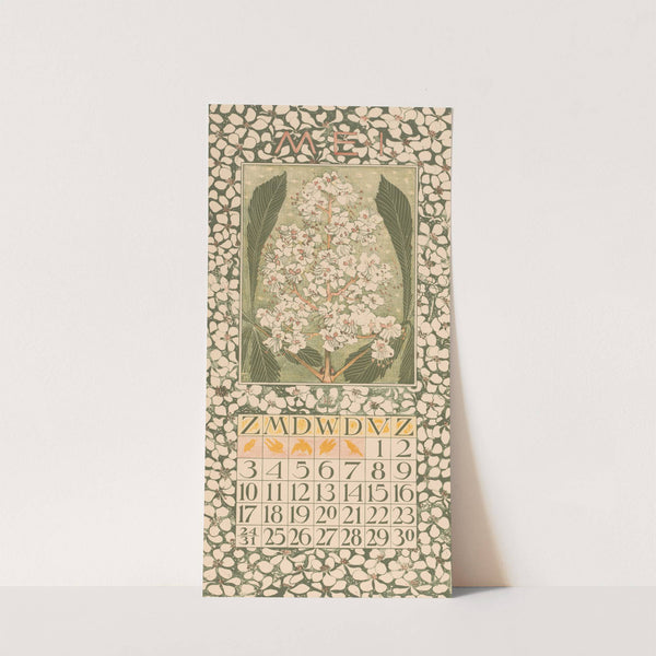 Kalenderblad mei met kastanjebloesem by Theo van Hoytema