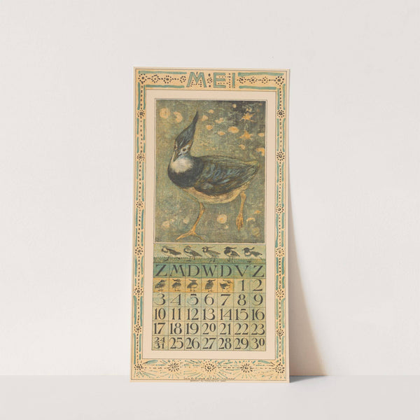 Kalenderblad mei met kievit by Theo van Hoytema