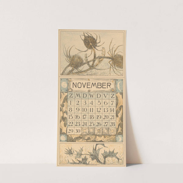 Kalenderblad november met distel by Theo van Hoytema