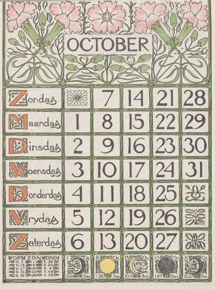 Kalenderblad oktober 1900