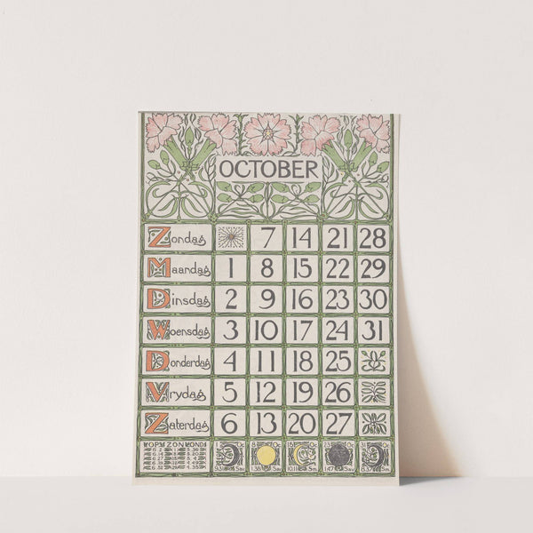 Kalenderblad oktober 1900 by Theo Nieuwenhuis