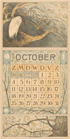 Kalenderblad oktober met reiger in de regen