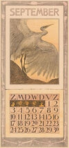 Kalenderblad september met zilverreiger