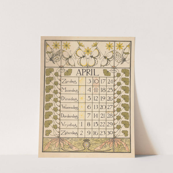 Kalenderblad voor april 1898 by Theo Nieuwenhuis